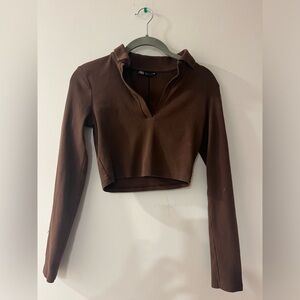 Zara Long Sleeve Crop Top:Size M